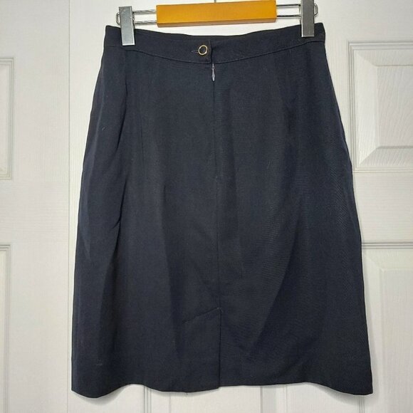 classic VINTAGE NAVY 100% WOOL HIGH-WAISTED SKIRT - Picture 4 of 7